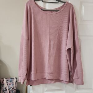 torrid mauve pink waffle knit pullover Henley Termal High Low